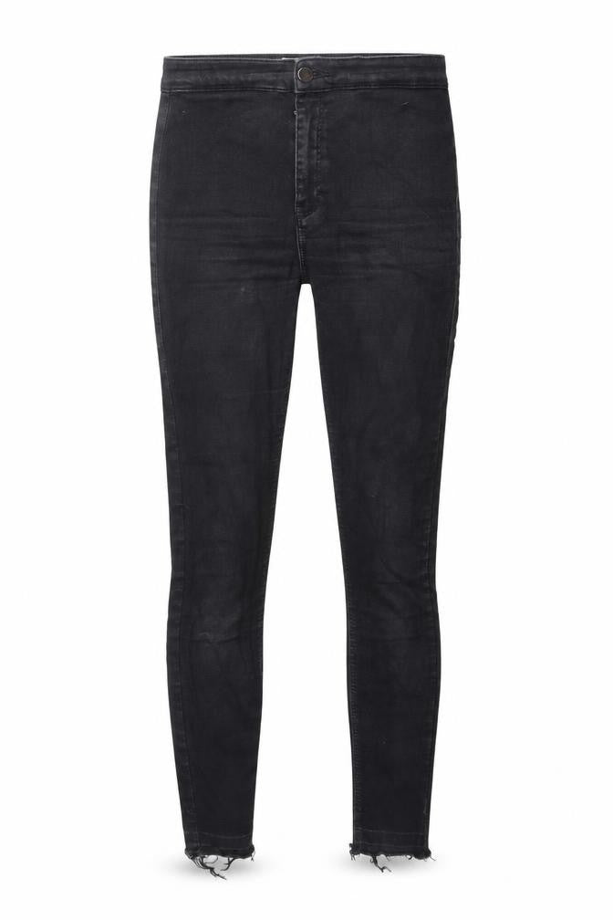 Topshop Womens Black Cotton Skinny Jeans Size 28 in L30 in Regular Zip - Raw Hem