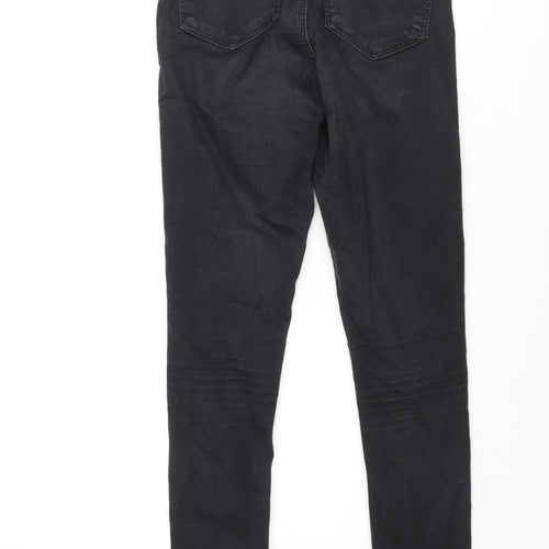 Topshop Womens Black Cotton Skinny Jeans Size 28 in L30 in Regular Zip - Raw Hem