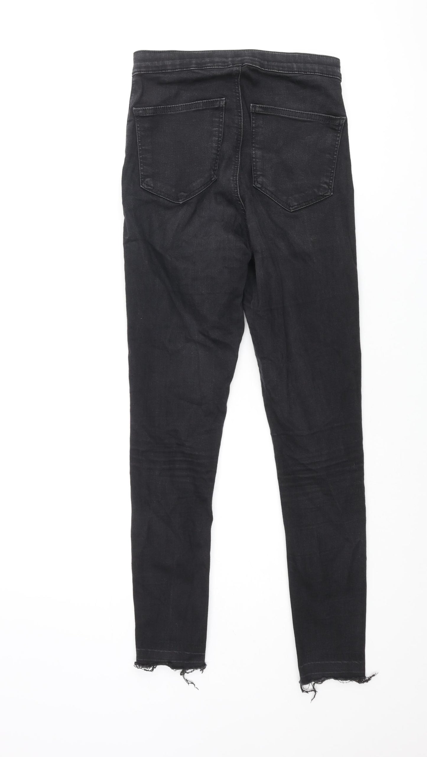 Topshop Womens Black Cotton Skinny Jeans Size 28 in L30 in Regular Zip - Raw Hem