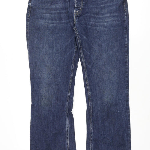 Joe Browns Mens Blue Cotton Bootcut Jeans Size 34 in L31 in Regular Zip