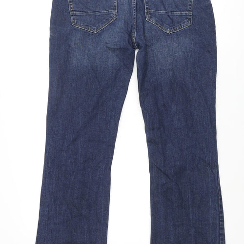 Joe Browns Mens Blue Cotton Bootcut Jeans Size 34 in L31 in Regular Zip