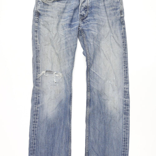 Diesel Mens Blue Cotton Straight Jeans Size 32 in L32 in Regular Button