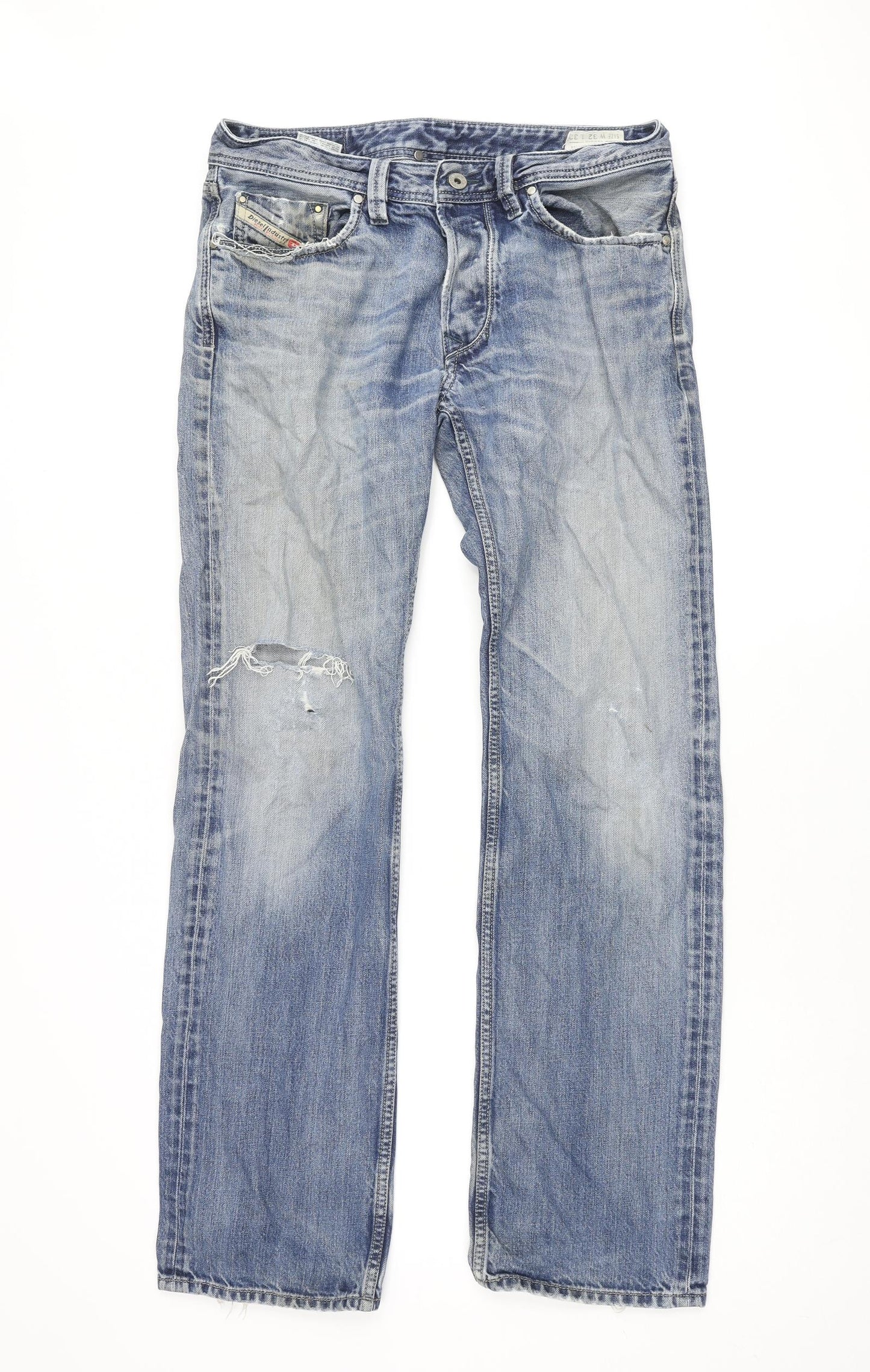 Diesel Mens Blue Cotton Straight Jeans Size 32 in L32 in Regular Button