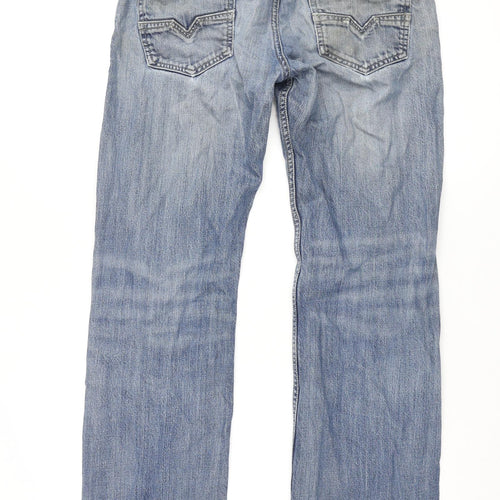 Diesel Mens Blue Cotton Straight Jeans Size 32 in L32 in Regular Button