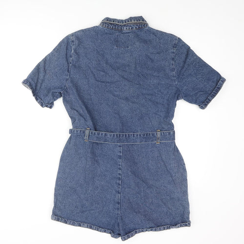 Divided by H&M Womens Blue Cotton Romper One-Piece Size 12 Zip