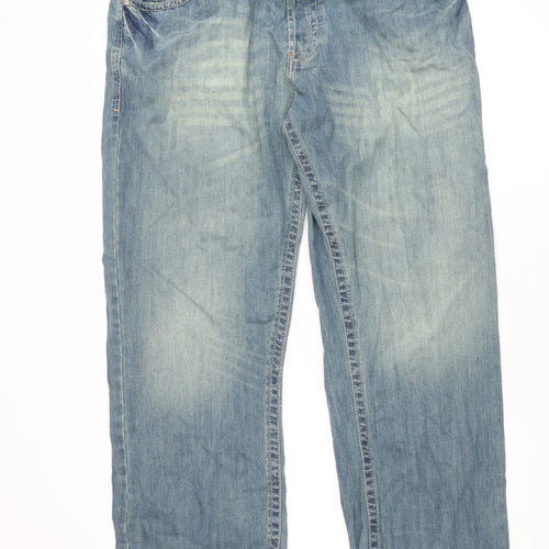 Cherokee Mens Blue Cotton Bootcut Jeans Size 42 in L30 in Regular Button