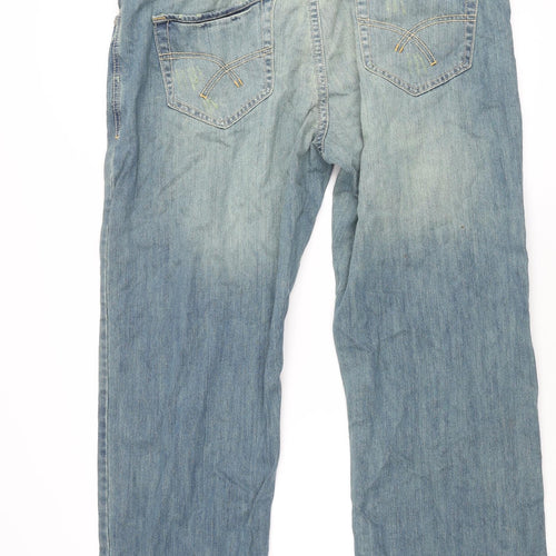 Cherokee Mens Blue Cotton Bootcut Jeans Size 42 in L30 in Regular Button