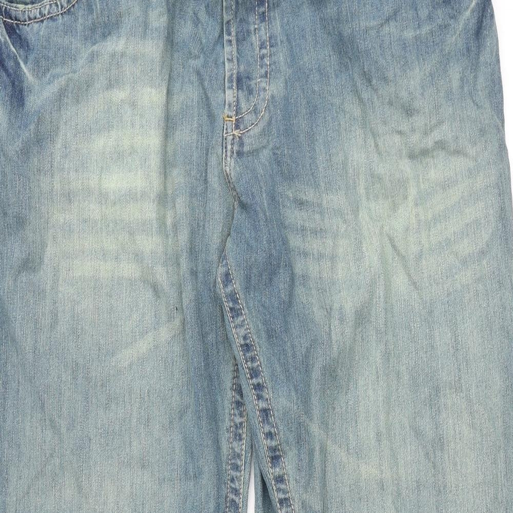 Cherokee Mens Blue Cotton Bootcut Jeans Size 42 in L30 in Regular Button