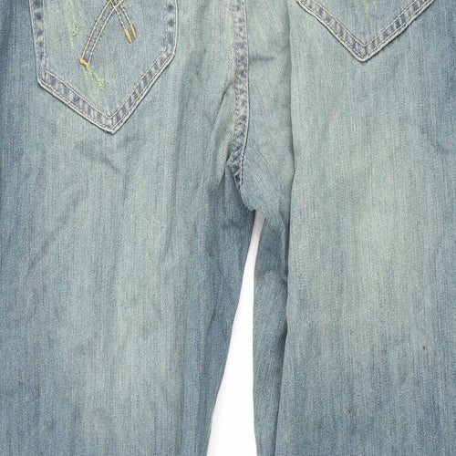 Cherokee Mens Blue Cotton Bootcut Jeans Size 42 in L30 in Regular Button