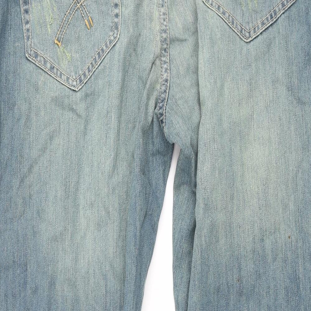 Cherokee Mens Blue Cotton Bootcut Jeans Size 42 in L30 in Regular Button