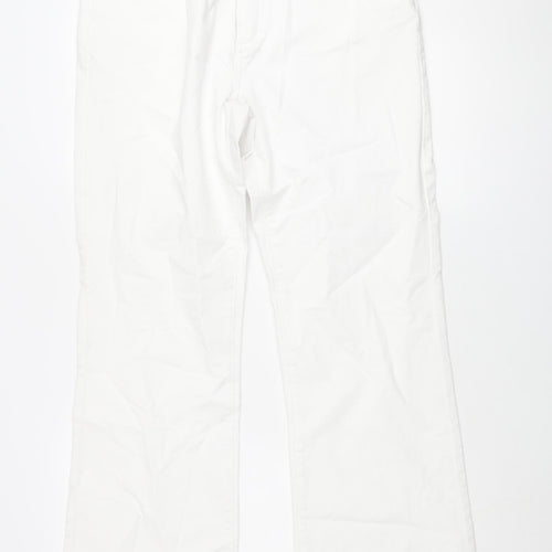 Amazing Woman Womens White Cotton Flared Jeans Size 34 in L33 in Regular Zip - Rhinestone Pocket Detail
