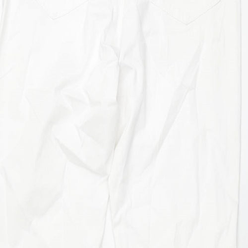 Amazing Woman Womens White Cotton Flared Jeans Size 34 in L33 in Regular Zip - Rhinestone Pocket Detail