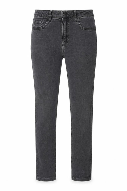 Front view of & Other Stories women’s grey cotton skinny jeans, size UK 26, in, 26-inch leg regular zip