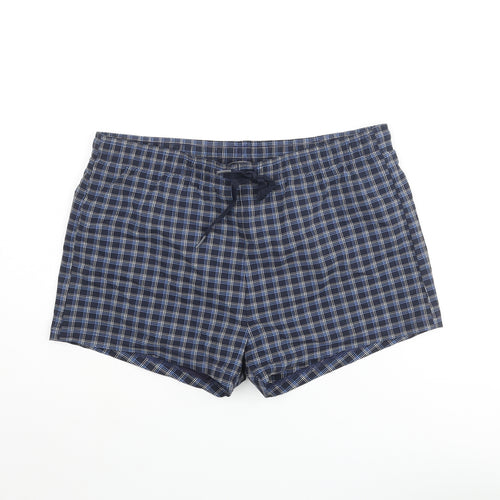 Blue Harbour Mens Blue Check Cotton Sweat Shorts Size L Regular Drawstring - Swim Shorts