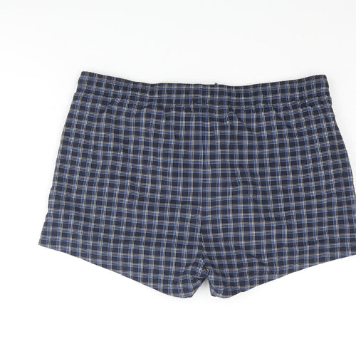 Blue Harbour Mens Blue Check Cotton Sweat Shorts Size L Regular Drawstring - Swim Shorts