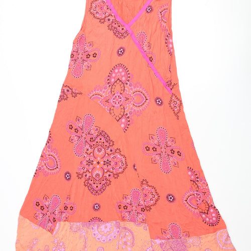Maya Prass Womens Orange Geometric Viscose Shift Size 10 V-Neck Pullover