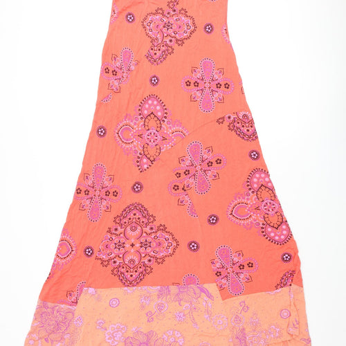 Maya Prass Womens Orange Geometric Viscose Shift Size 10 V-Neck Pullover