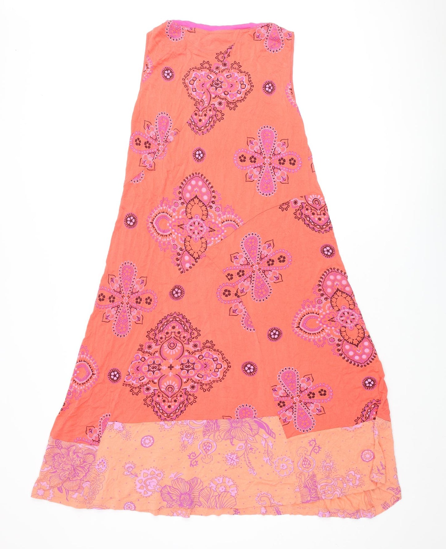 Maya Prass Womens Orange Geometric Viscose Shift Size 10 V-Neck Pullover