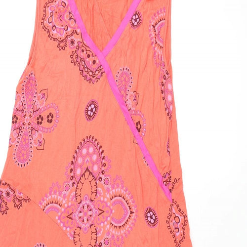 Maya Prass Womens Orange Geometric Viscose Shift Size 10 V-Neck Pullover