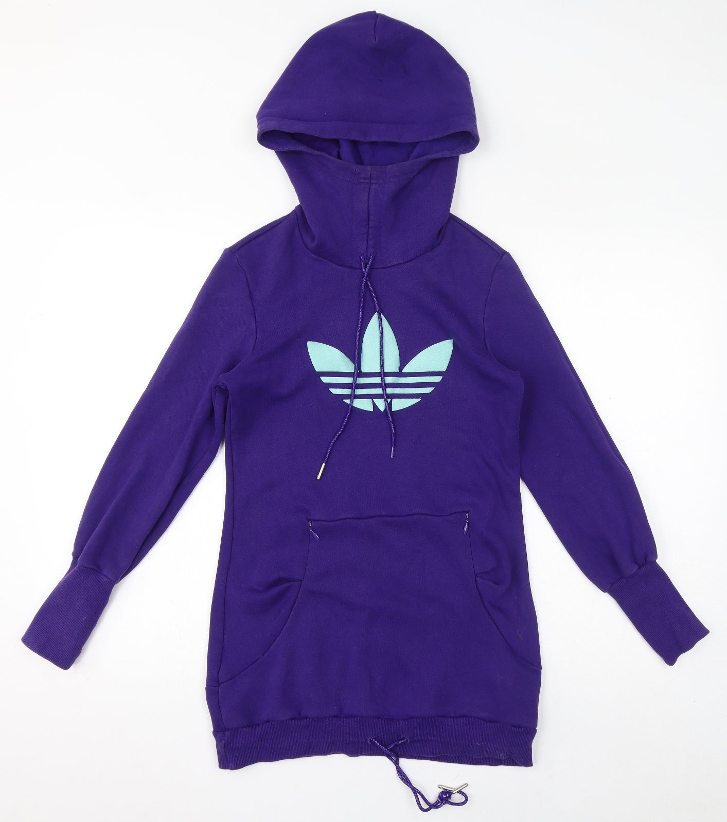 adidas Womens Purple Cotton Pullover Hoodie Size 10 Pullover - Logo