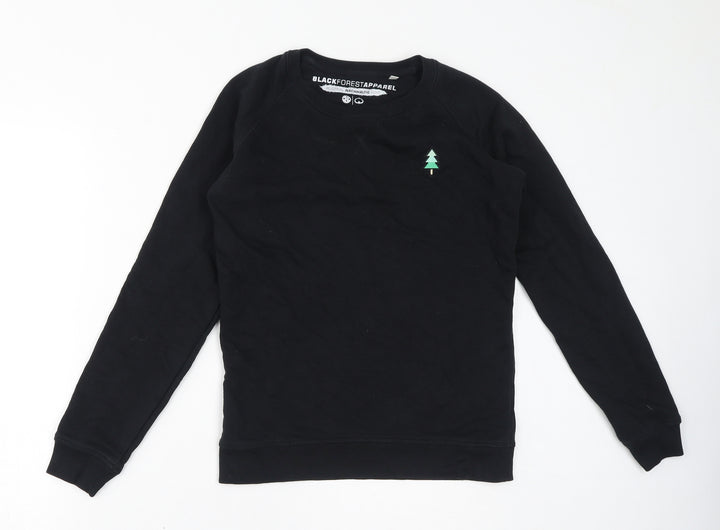 Black Forest Apparel Womens Black Cotton Pullover Sweatshirt Size XS Pullover - Christmas Tree