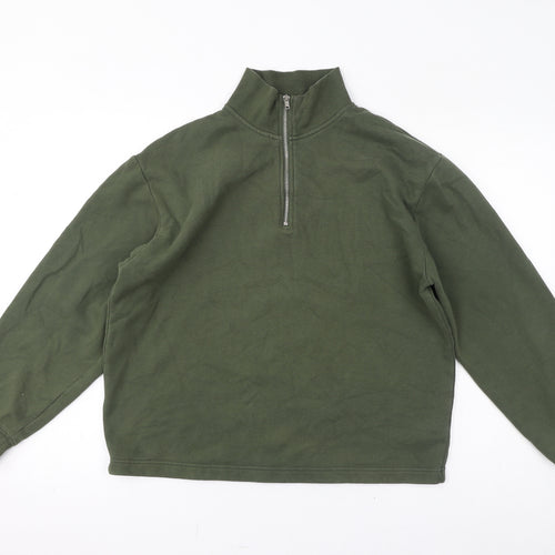 Topman Mens Green Cotton Henley Sweatshirt Size XS