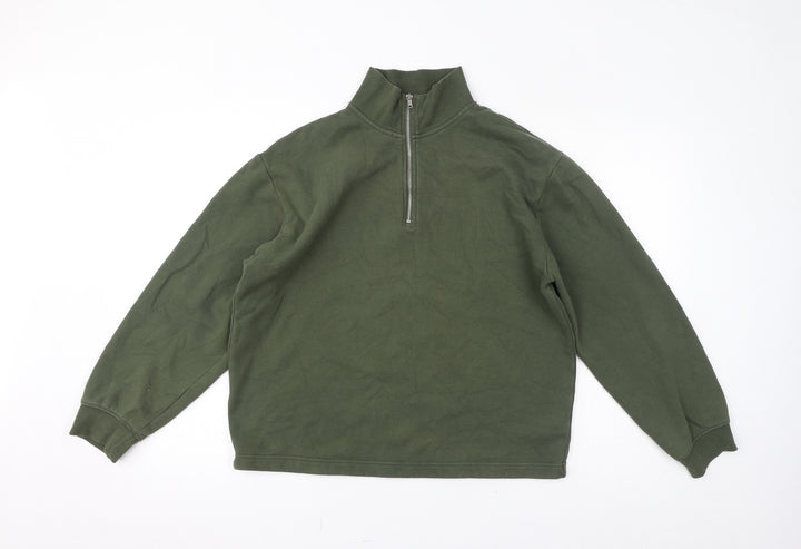 Topman Mens Green Cotton Henley Sweatshirt Size XS