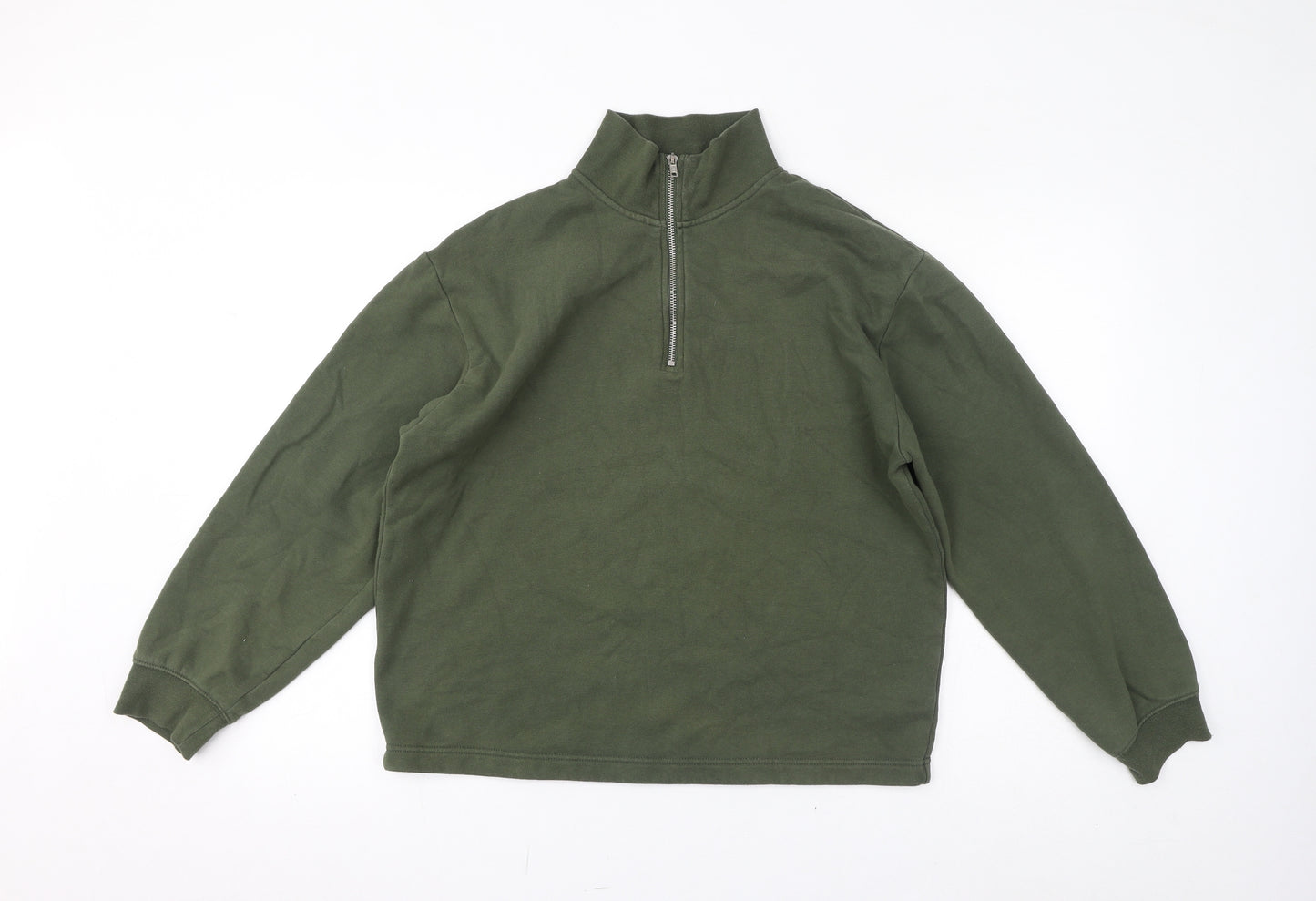 Topman Mens Green Cotton Henley Sweatshirt Size XS