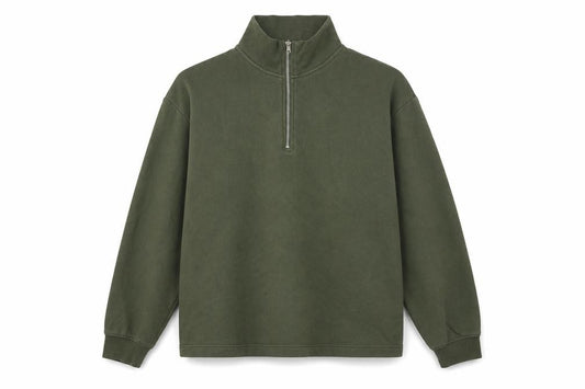 Front view of Topman men’s green cotton henley sweatshirt, size XS