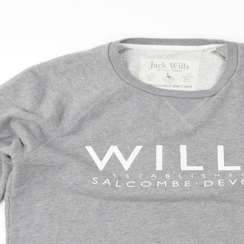 Jack Wills Womens Grey Cotton Pullover Sweatshirt Size XS Pullover - Logo, Salcombe Devon