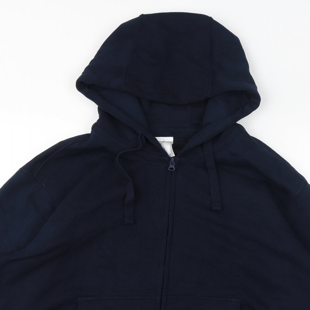 B&C Mens Blue Cotton Full Zip Hoodie Size L