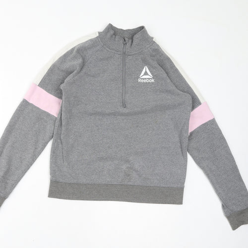 Reebok Girls Grey Cotton Henley Sweatshirt Size 2XL Pullover - Logo
