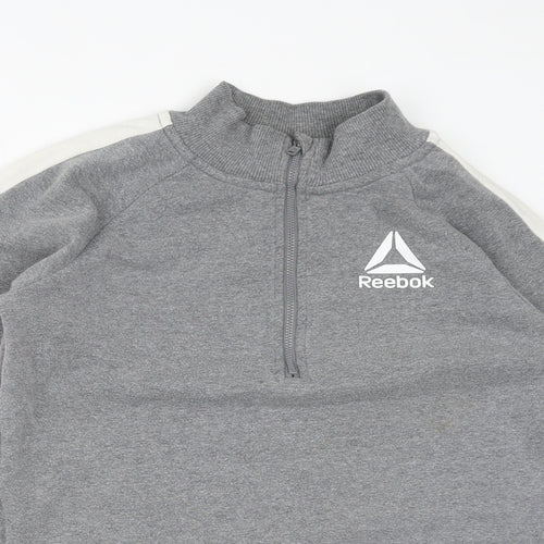 Reebok Girls Grey Cotton Henley Sweatshirt Size 2XL Pullover - Logo