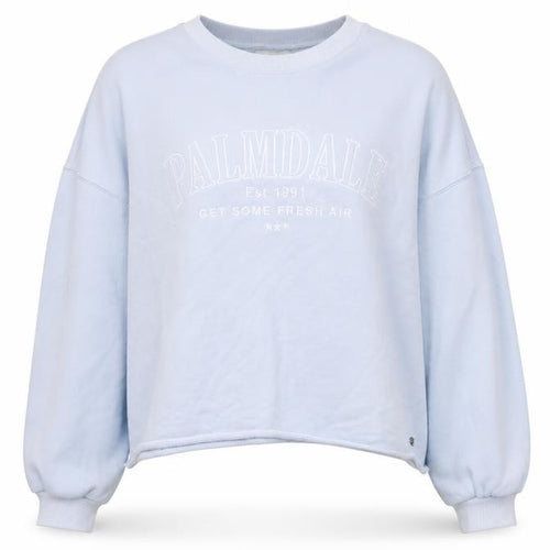 Pull&Bear Womens Blue Cotton Pullover Sweatshirt Size XL Pullover - Palmdale, Cropped