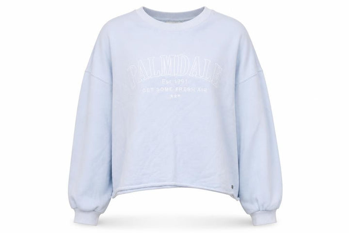 Pull&Bear Womens Blue Cotton Pullover Sweatshirt Size XL Pullover - Palmdale, Cropped