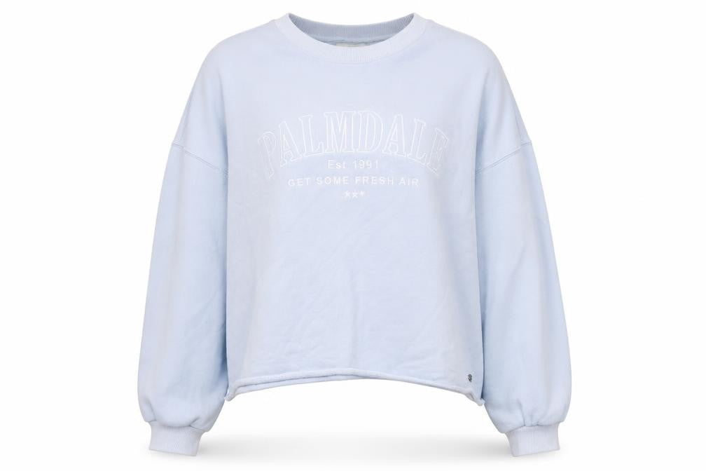 Pull&Bear Womens Blue Cotton Pullover Sweatshirt Size XL Pullover - Palmdale, Cropped