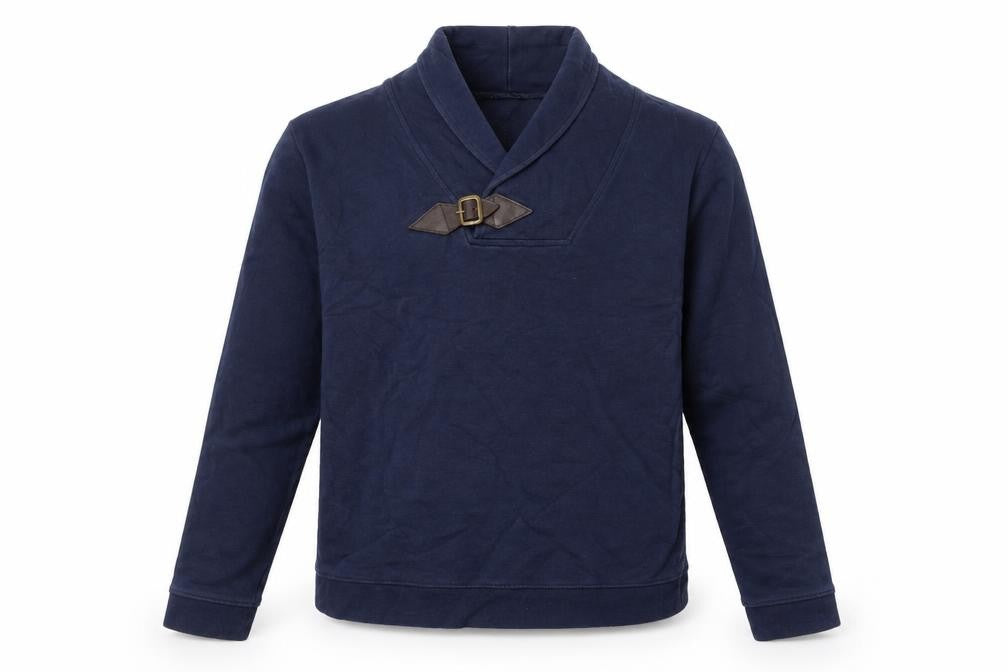 Front view of ASOS men’s blue cotton pullover sweatshirt, size L