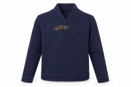 Front view of ASOS men’s blue cotton pullover sweatshirt, size L