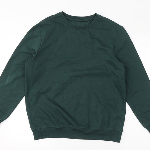Bershka Womens Green Cotton Pullover Sweatshirt Size S Pullover