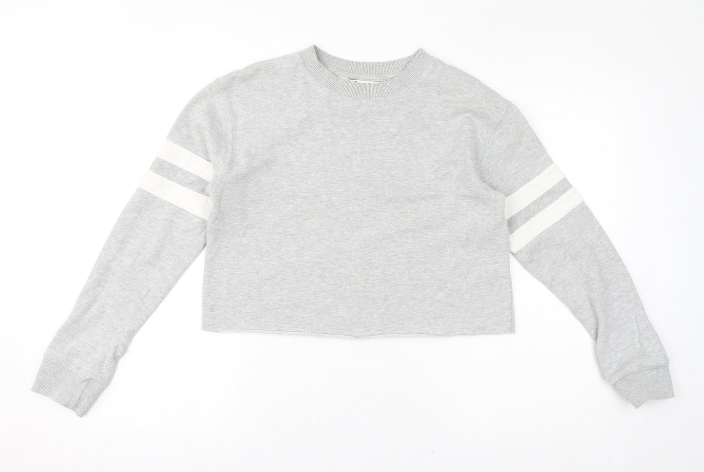 Miss Selfridge Womens Grey Cotton Pullover Sweatshirt Size 8 Pullover - Cropped