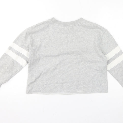 Miss Selfridge Womens Grey Cotton Pullover Sweatshirt Size 8 Pullover - Cropped