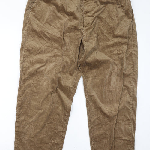 Uniqlo Mens Brown Polyester Trousers Size XL L28 in Regular Drawstring