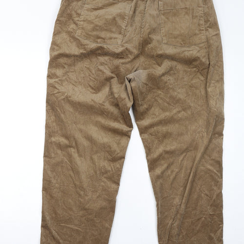 Uniqlo Mens Brown Polyester Trousers Size XL L28 in Regular Drawstring