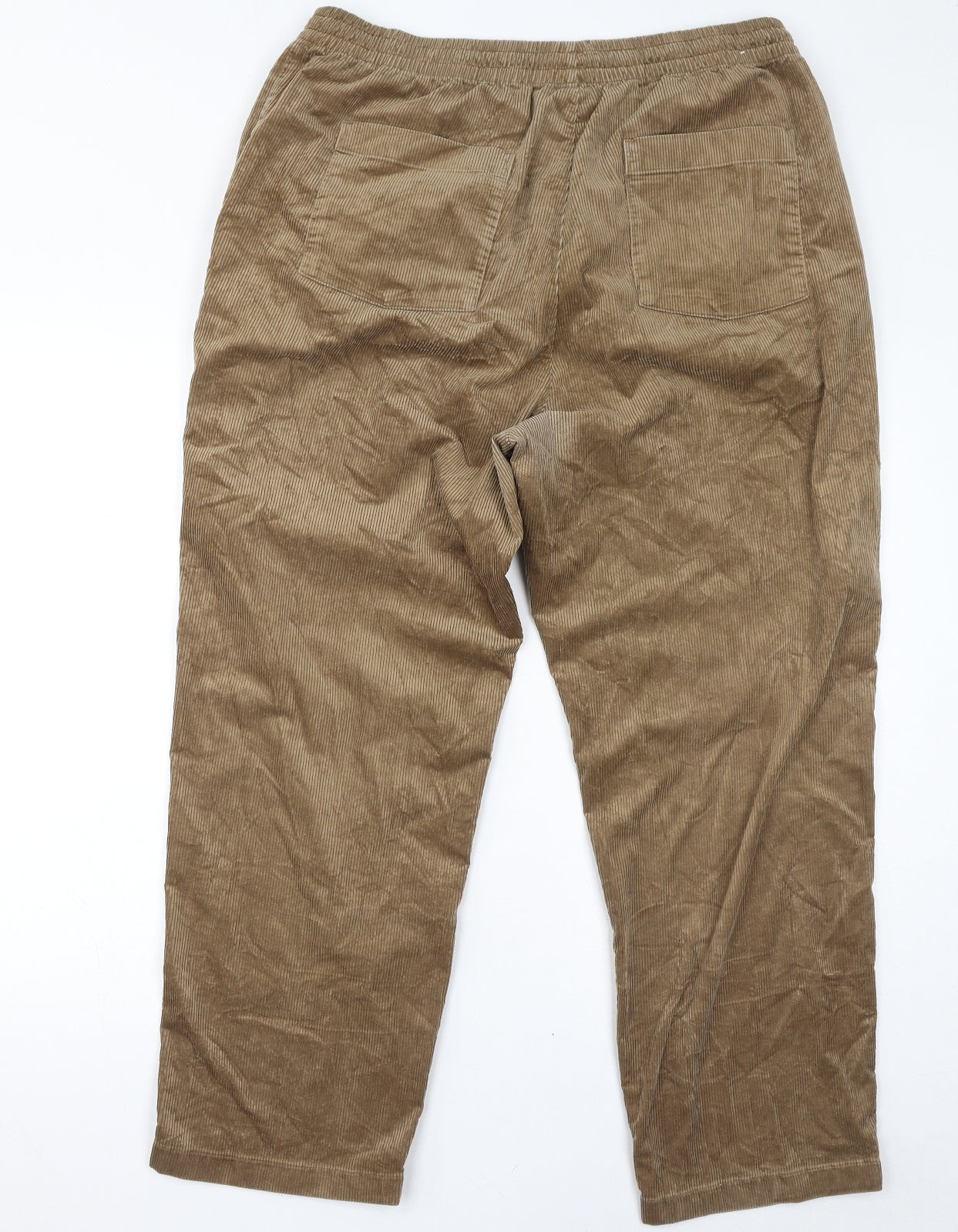 Uniqlo Mens Brown Polyester Trousers Size XL L28 in Regular Drawstring