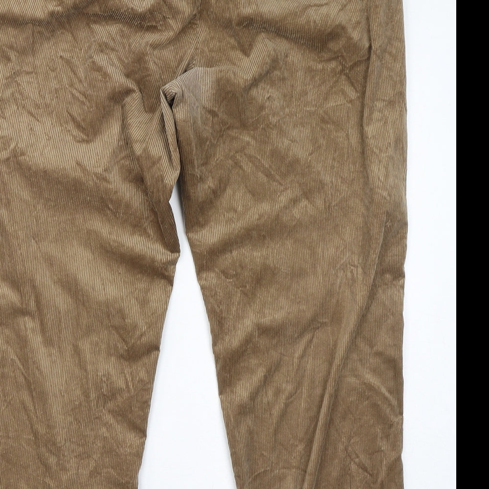 Uniqlo Mens Brown Polyester Trousers Size XL L28 in Regular Drawstring