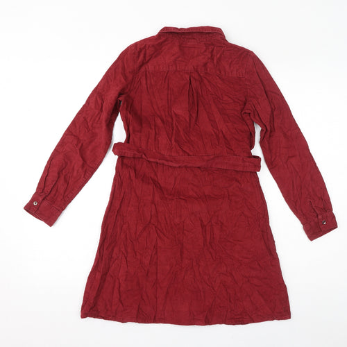 TU Girls Red Cotton A-Line Size 11-12 Years Collared Button
