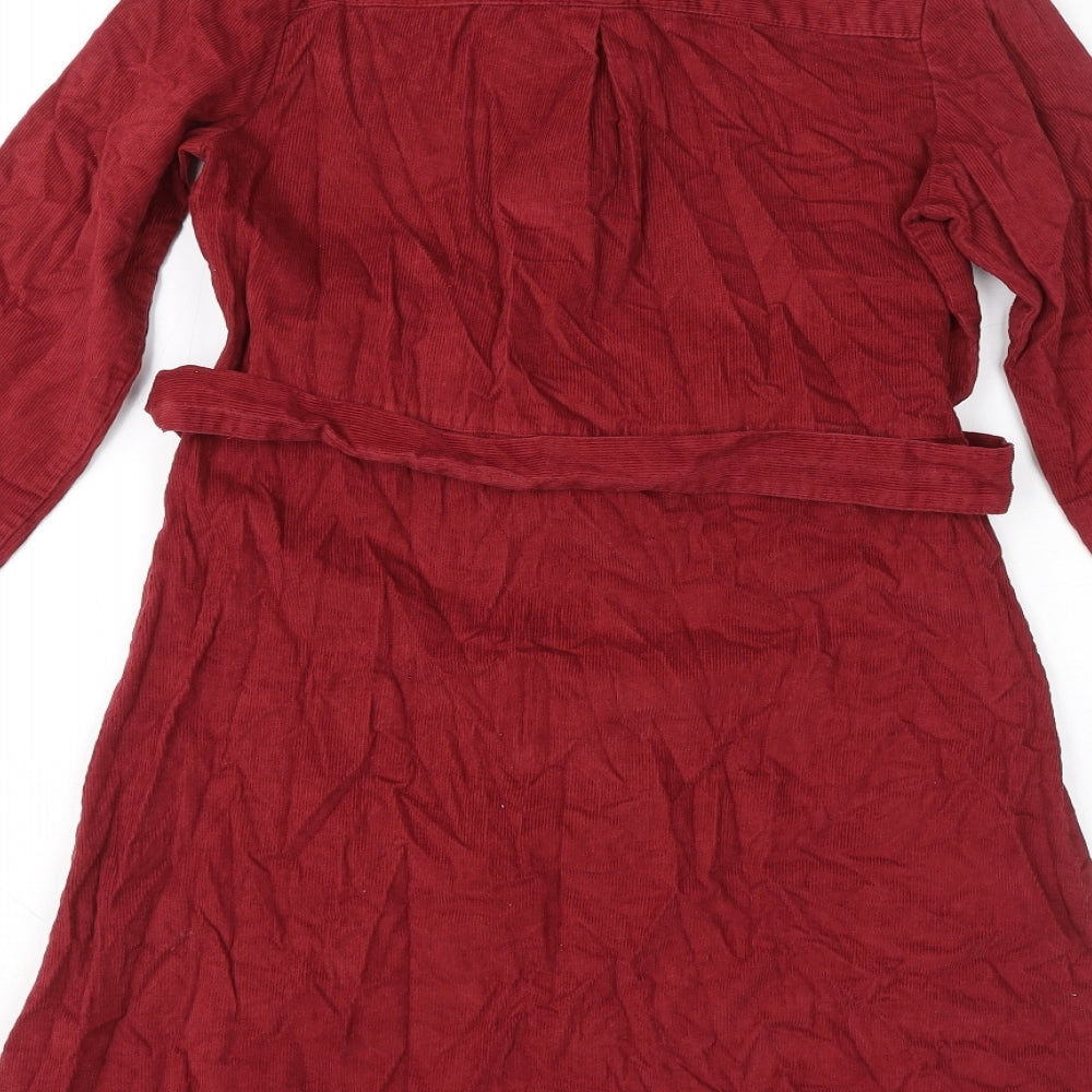 TU Girls Red Cotton A-Line Size 11-12 Years Collared Button