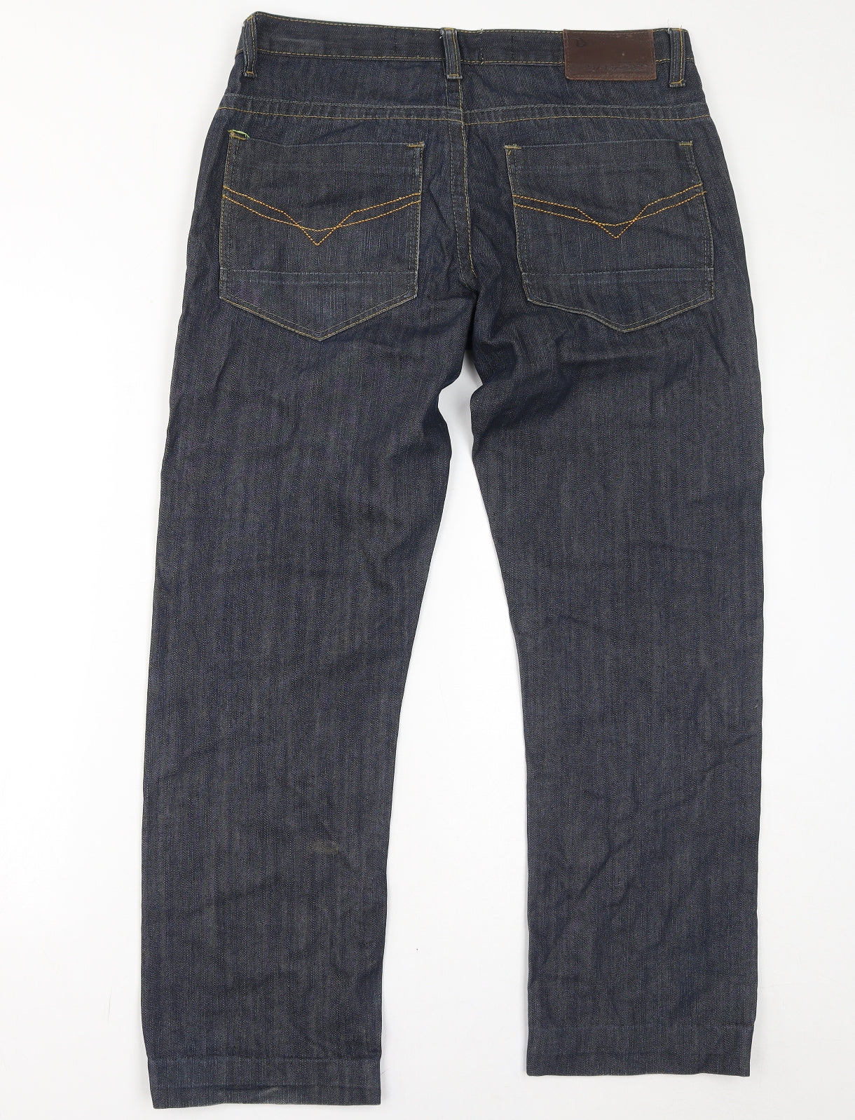 Damaged Mens Blue Cotton Straight Jeans Size 34 in L32 in Regular Zip