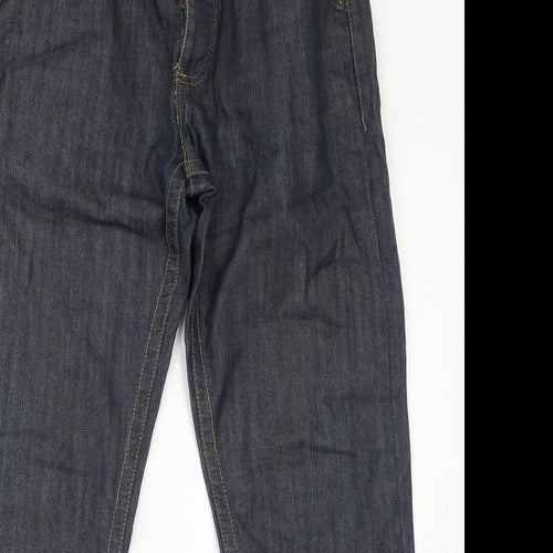 Damaged Mens Blue Cotton Straight Jeans Size 34 in L32 in Regular Zip