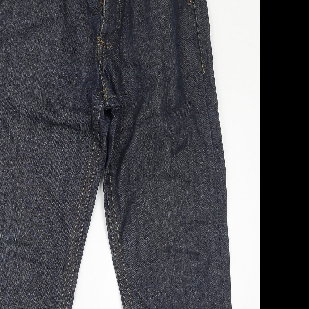 Damaged Mens Blue Cotton Straight Jeans Size 34 in L32 in Regular Zip